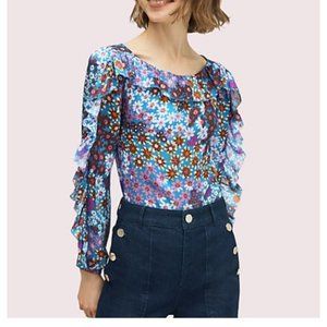 Kate Spade Pacific Petals Silk Chiffon Blouse (XS) NWT